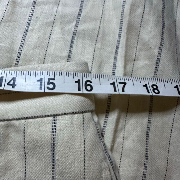 Ralph Lauren wide leg linen blend striped pants cream 10 - Picture 3 of 9